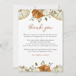 Kleine pompoenen Baby shower Bedankkaart