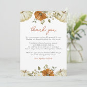 Kleine pompoenen Baby shower Bedankkaart (Staand voorkant)