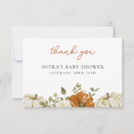 Kleine pompoenen Baby shower Bedankkaart