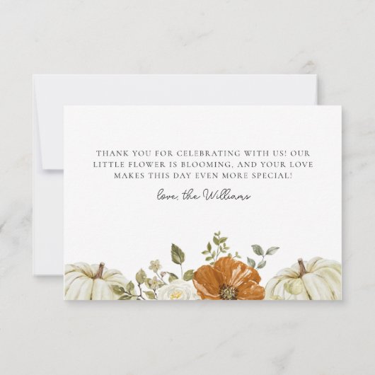 Kleine pompoenen Baby shower Bedankkaart (Achterkant)