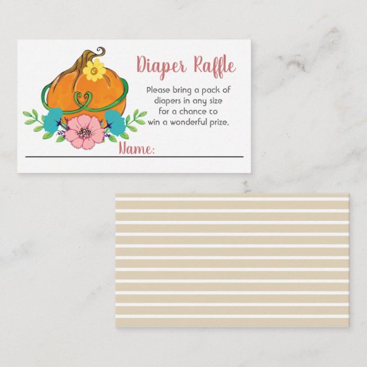Kleine pompoenen Baby shower Diaper Raffle Informatiekaartje (Voorkant / Achterkant)