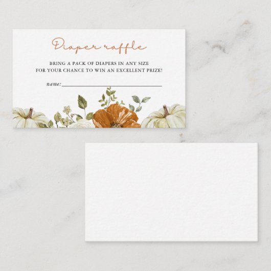 Kleine pompoenen Baby shower Diaper Raffle Informatiekaartje (Voorkant / Achterkant)