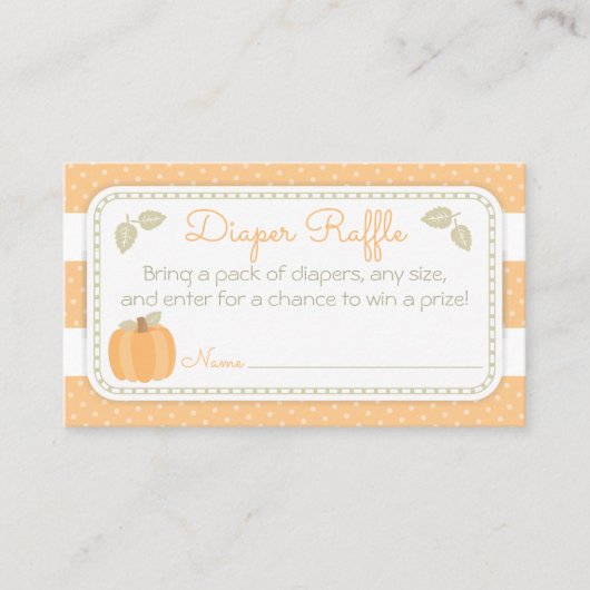 Kleine pompoenen Baby shower Diaper Raffle Ticket (Voorkant)