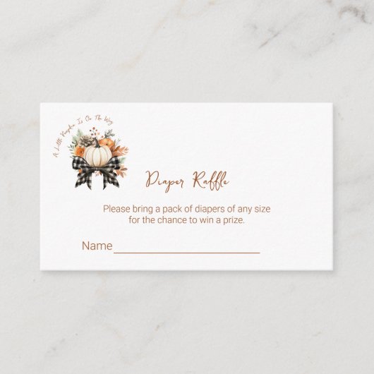 Kleine pompoenen Baby shower Diaper Raffle Ticket Informatiekaartje (Voorkant)