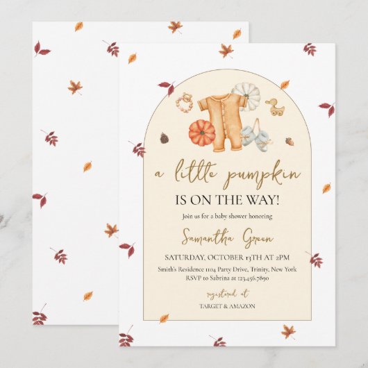 Kleine pompoenen Baby shower Kaart (Voorkant / Achterkant)