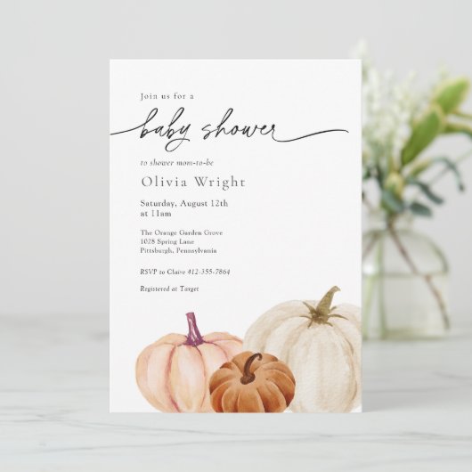 Kleine pompoenen Baby shower Kaart (Staand voorkant)