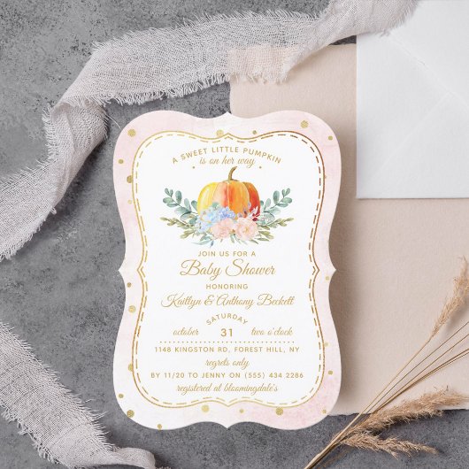 Kleine pompoenen Baby shower Kaart