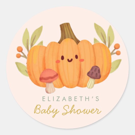 Kleine pompoenen Baby shower Ronde Sticker (Voorkant)