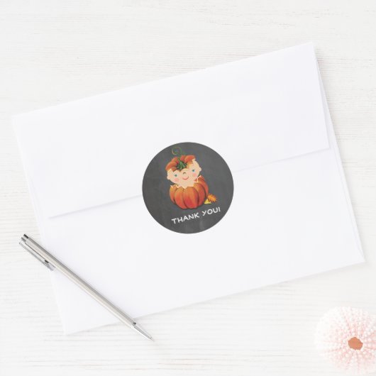 Kleine pompoenen Baby shower Stickers (Envelop)