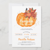 Kleine pompoenen floraal oranje herfst baby shower kaart (Voorkant)