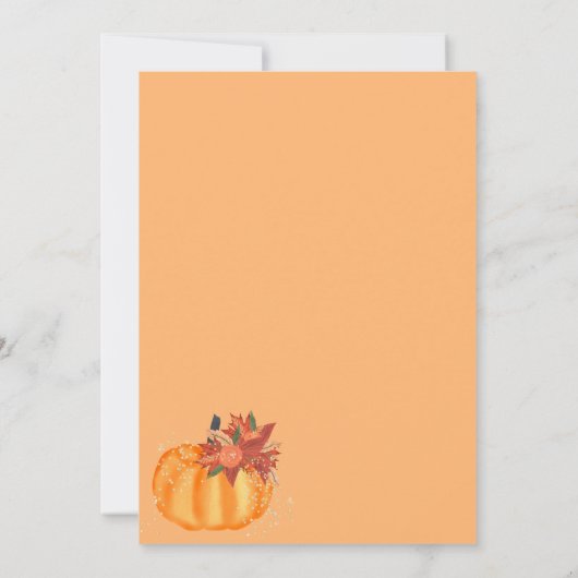 Kleine pompoenen floraal oranje herfst baby shower kaart (Achterkant)