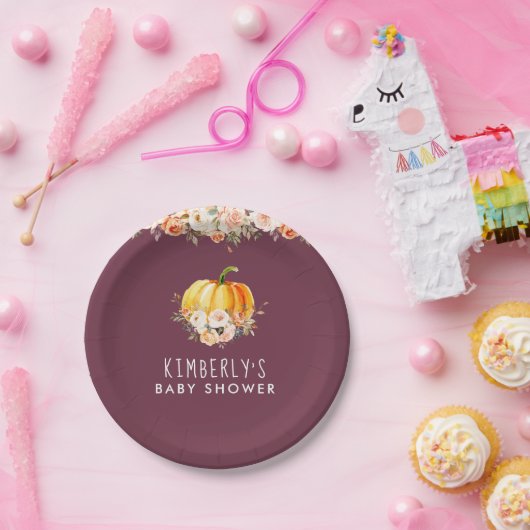 Kleine pompoenen goudfloraal baby shower bord (Feest)