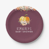 Kleine pompoenen goudfloraal baby shower bord (Voorkant)