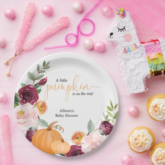 Kleine pompoenen herfst baby shower papieren bordje (Feest)