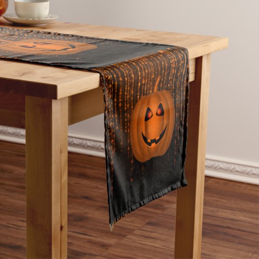 Kleine pompoenen Oranje String Lights Table Runner Korte Tafelloper (Voorbeeld)