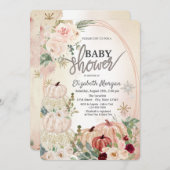 Kleine pompoenen, Rozen, Snowflakes Baby shower Kaart (Voorkant / Achterkant)