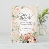 Kleine pompoenen, Rozen, Snowflakes Baby shower Kaart (Staand voorkant)