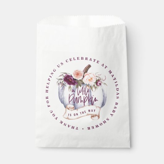 Kleine pompoenen waterverf herfst baby shower eetb bedankzakje (Voorkant)