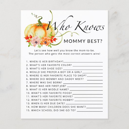 Kleine pompoenfloral die het beste bij mama weet (Voorkant)