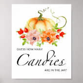 Kleine pompoenfloral schat hoeveel snoepjes poster (Voorkant)