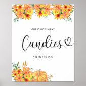 Kleine pompoenfloral schat hoeveel snoepjes poster (Voorkant)