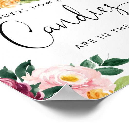 Kleine pompoenfloral schat hoeveel snoepjes poster (Hoek)