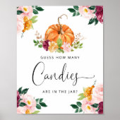 Kleine pompoenfloral schat hoeveel snoepjes poster (Voorkant)