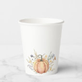 Kleine pompoenflorale baby shower papieren bekers (Achterkant)