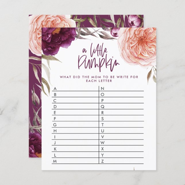 Kleine pompoenflorale douche raadt het woord (Voorkant / Achterkant)