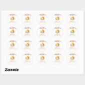 Kleine pompoengoud en baby shower met blozen bloze ronde sticker (Vel)