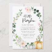 kleine pompoengroenerige baby shower met blozen bl kaart (Voorkant)