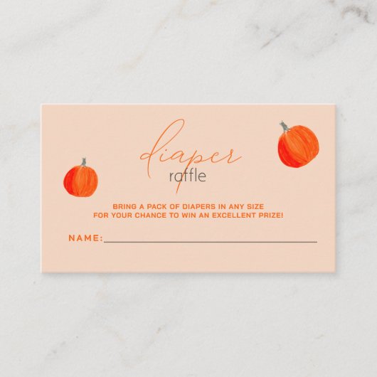 Kleine pompoenHerfst Baby shower Diaper Raffle Informatiekaartje (Voorkant)