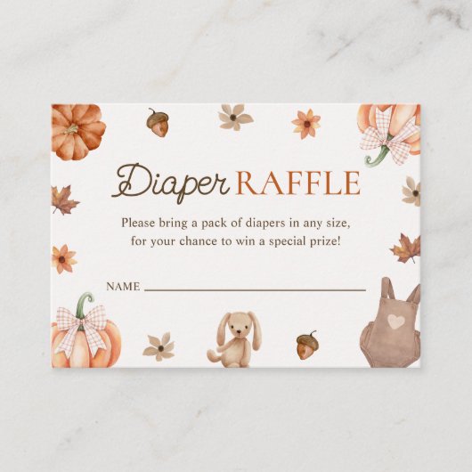 Kleine pompoenHerfst Baby shower Diaper Raffle Informatiekaartje (Voorkant)