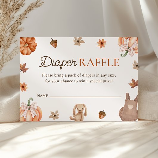 Kleine pompoenHerfst Baby shower Diaper Raffle Informatiekaartje