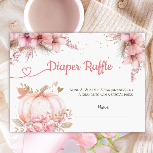 Kleine pompoenHerfst Baby shower Diaper Raffle Informatiekaartje