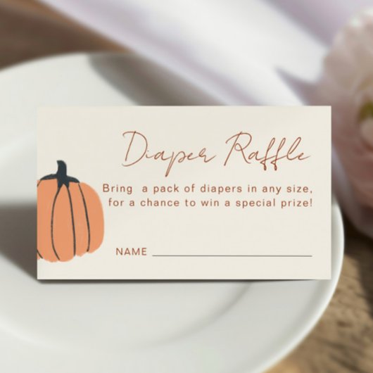 Kleine pompoenHerfst Baby shower Diaper Raffle Informatiekaartje