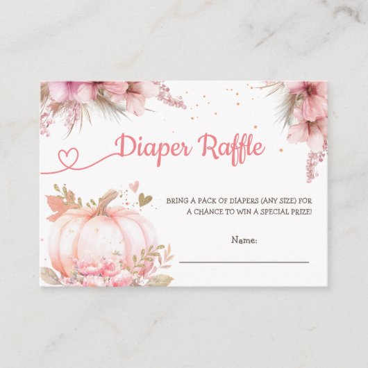 Kleine pompoenHerfst Baby shower Diaper Raffle Informatiekaartje (Voorkant)