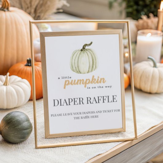 Kleine pompoenHerfst Baby shower Diaper Raffle Poster