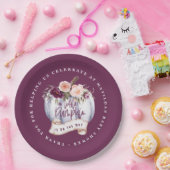 Kleine pompoenherfst baby shower nodigt paars uit papieren bordje (Feest)