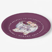 Kleine pompoenherfst baby shower nodigt paars uit papieren bordje (Gekanteld)