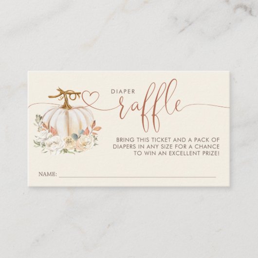 Kleine pompoenHerfst Diaper Raffle Baby shower Informatiekaartje (Voorkant)