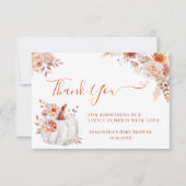 Kleine pompoenHerfst Floral Baby shower Bedankkaart (Voorkant)