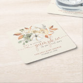 Kleine pompoenHerfst Floral Baby shower Kartonnen Onderzetters (Schuin)