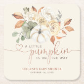 Kleine pompoenHerfst Floral Baby shower Kartonnen Onderzetters (Voorkant)