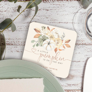 Kleine pompoenHerfst Floral Baby shower Kartonnen Onderzetters