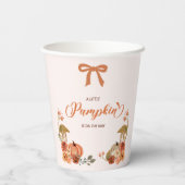 Kleine pompoenHerfst Floral Baby shower Papieren Bekers (Achterkant)