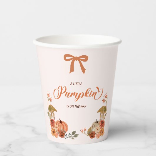 Kleine pompoenHerfst Floral Baby shower Papieren Bekers (Voorkant)