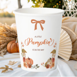 Kleine pompoenHerfst Floral Baby shower Papieren Bekers