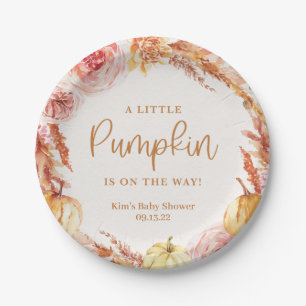 Kleine pompoenHerfst Floral Baby shower Papieren Bordje
