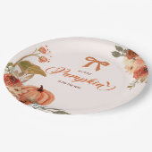 Kleine pompoenHerfst Floral Baby shower Papieren Bordje (Gekanteld)